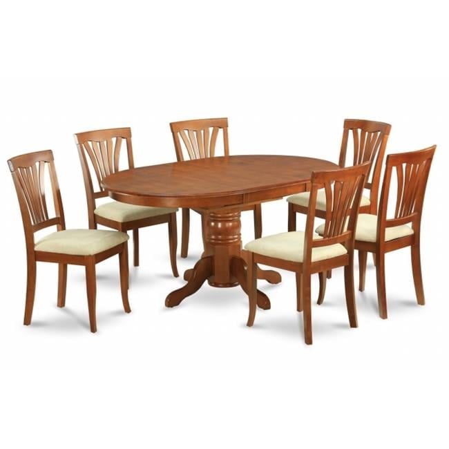 East West Furniture 5PC Oval Dining Set with Single Pedestal with 18 in ...