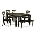 thumbnail image 1 of East West Furniture  Dining Table Set Contains a Square Table with Butterfly Leaf and 4 Dining Chairs with a Bench, Cappuccino, 1 of 5