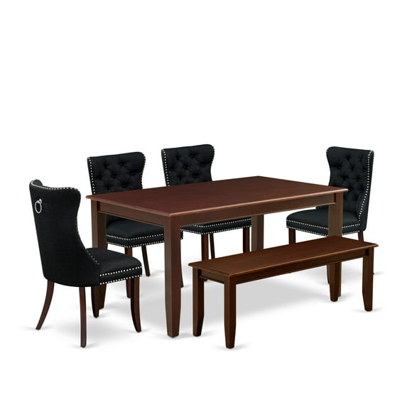 East West Furniture 6 Piece Dining Room Table Set Consists of a Rectangle Kitchen Table