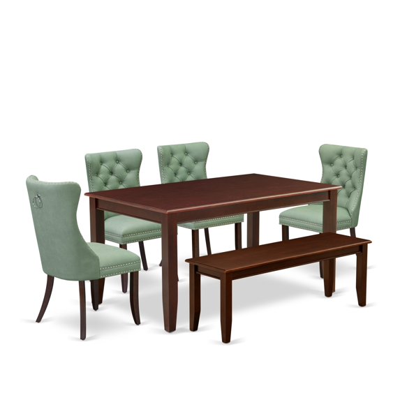 East West Furniture 6 Piece Dining Room Table Set Consists of a Rectangle Kitchen Table