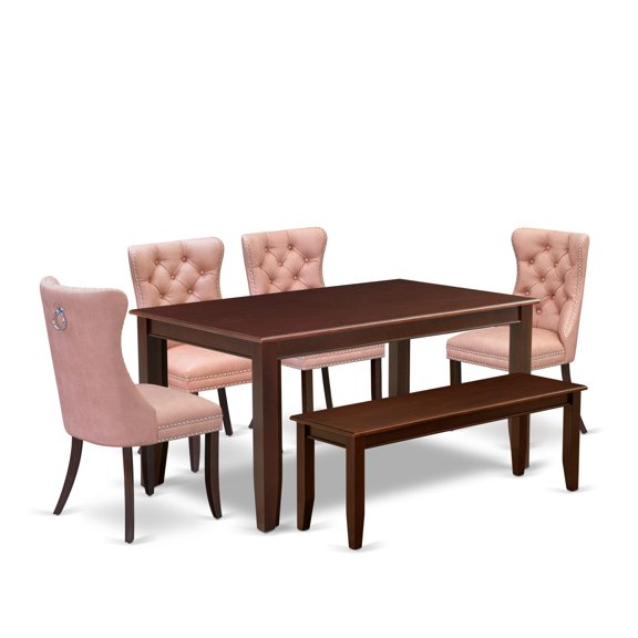 East West Furniture 6 Piece Dining Set Contains a Rectangle Kitchen Table