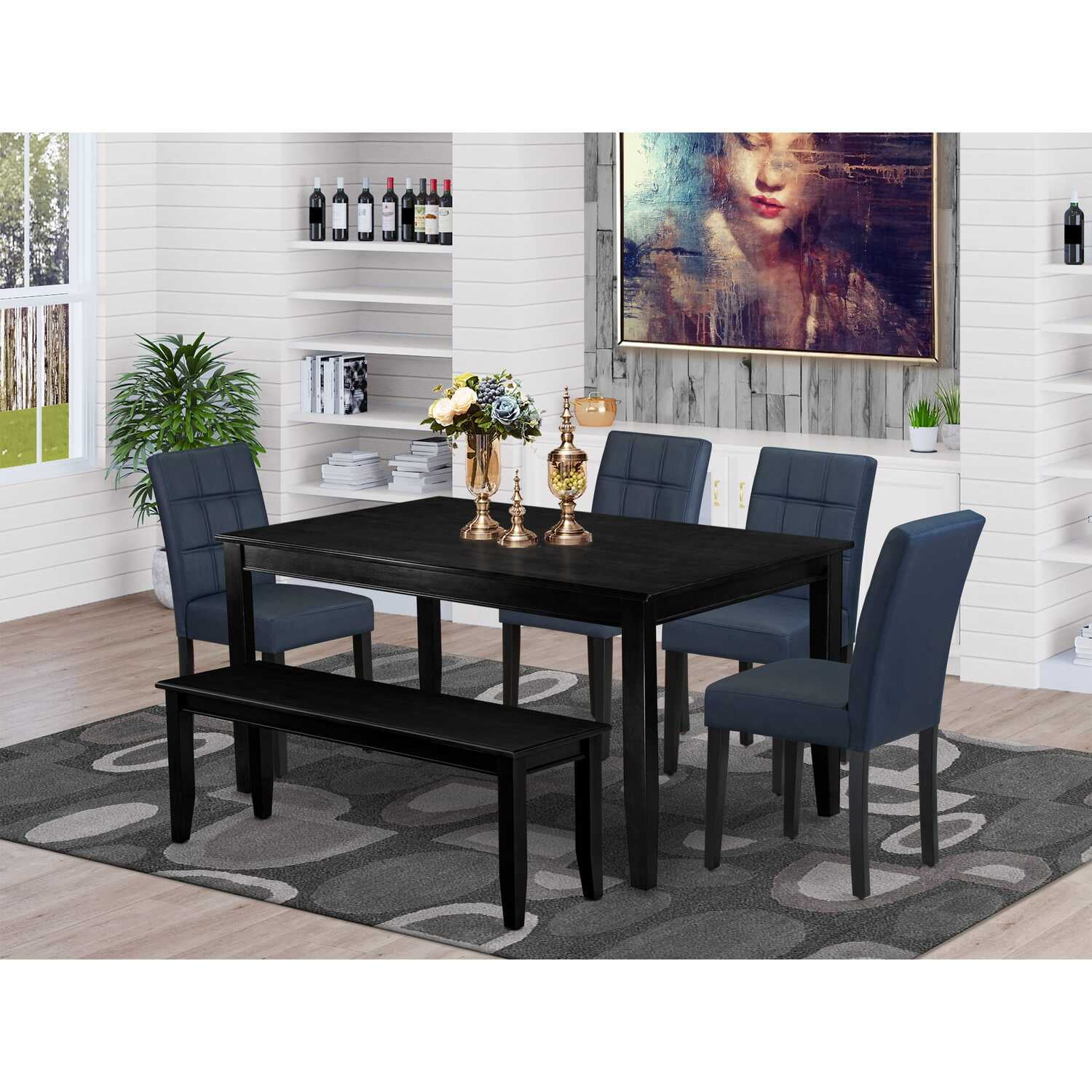 East West Furniture 6 Piece Dining Table Set consists A Kitchen Table ...