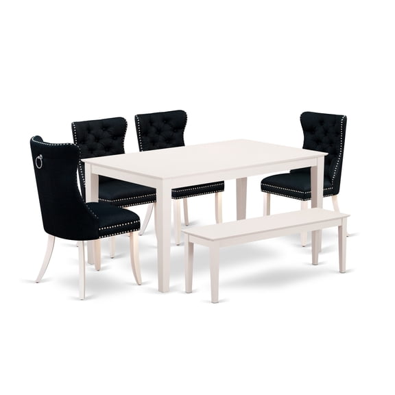 East West Furniture 6 Piece Kitchen Table Set Consists of a Rectangle Dining Room Table