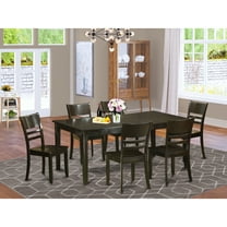 East West Furniture 7 PC Dining set- A Kitchen Table with Leaf and 6 Dining Chairs - Cappuccino Finish (Seat's Type Options) Faux leather