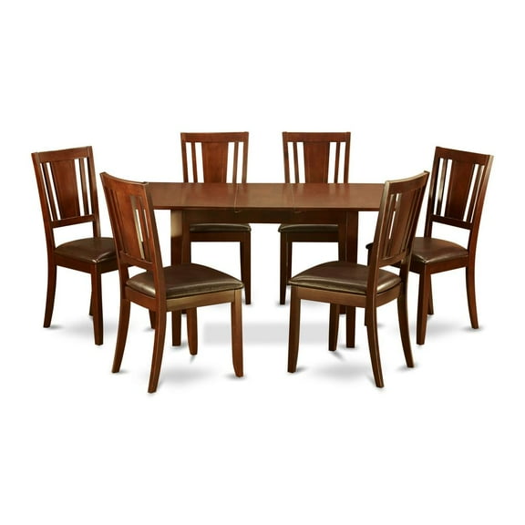East West Furniture 7 Pc Kitchen Tables set - Table with Leaf and 6 Dining Chairs