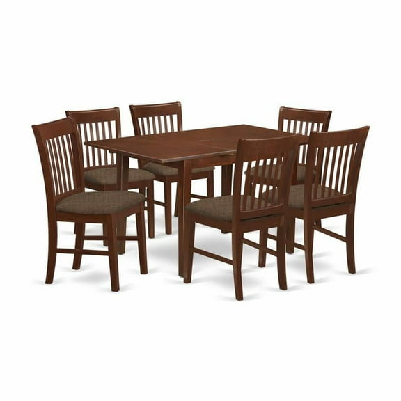 East West Furniture 7  Pc  Kitchen  nook  Dining  set  -Table  with  Leaf  and  6  Dining  Chairs