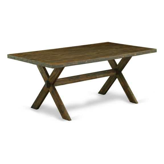 East West Furniture 7-Pc kitchen dining table set Includes 6 Dining Chairs with Upholstered Seat and High Back and a Rectangular Table - Distressed Jacobean Finish