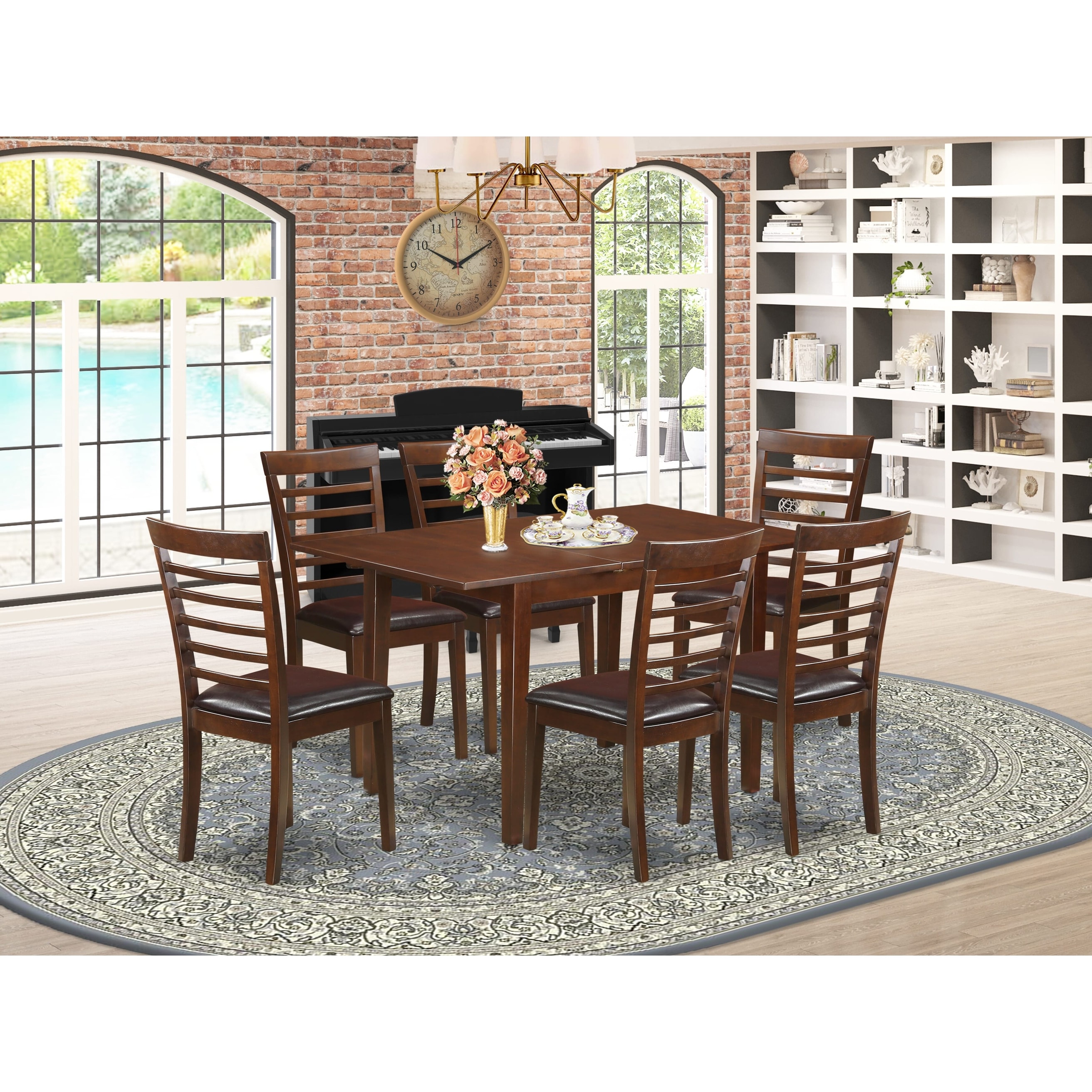 East West Furniture 7 Pc small Table set - Kitchen Table with Leaf and ...