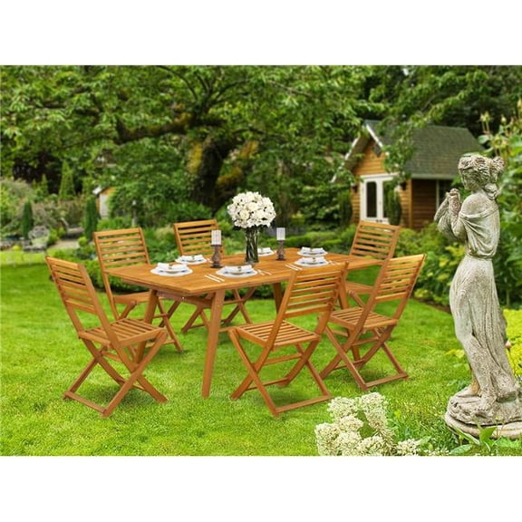 East West Furniture  7 Piece Denison Modern Table Set - Natural Oil