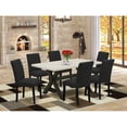 thumbnail image 1 of East West Furniture 7-Piece Dinette Set Includes 6 Dining Room Chairs with Upholstered Seat and High Back and a Rectangular Dining Room Table - Black Finish, 1 of 8