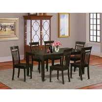 East West Furniture 7 Piece Dining Room Table Set- a Wooden Table and 6 Kitchen Dining Chairs, Cappuccino (Seat Options) LYCA7-CAP-W