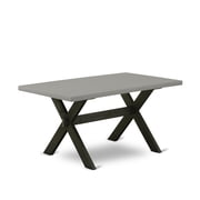 East West Furniture 7-Piece Dining Set-Coffee Linen Fabric Seat and Button Tufted Back Kitchen Chairs and Rectangular Top Dinner Table with Wood Legs - Linen White and Wirebrushed Black Finish
