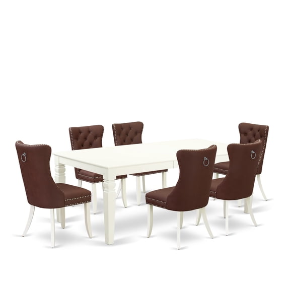East West Furniture 7 Piece Dining Set Contains a Rectangle Kitchen Table with Butterfly Leaf