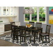 East West Furniture  7 Piece Dining Table Set For 6-Dining Room Table and 6 Dining Chairs