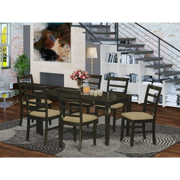 East West Furniture CAPF7-CAP-C 7 Piece Dining Table Set For 6-Table and 6 Chairs For Dining Room