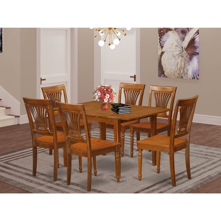 East West Furniture MLPL7-SBR-W 7 Piece Kitchen Nook Dining Set-Kitchen Table 6 Chairs For Dining Room