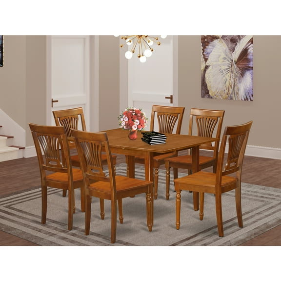 East West Furniture MLPL7-SBR-W 7 Piece Kitchen Nook Dining Set-Kitchen Table 6 Chairs For Dining Room