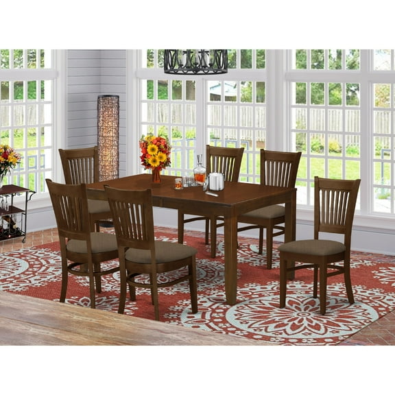 East West Furniture 7 Piece Kitchen Table Set- a Dining Table and 6 Dining Room Chairs, Espresso (Seat Options) LYVA7-ESP-C