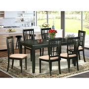 East West Furniture 7 Piece Kitchen Table Set- a Rectangle Dining Room Table and 6 Dining Chairs, Black Seat Options DUNI7-BLK-C
