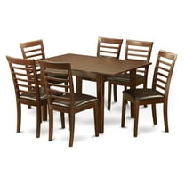 East West Furniture  7 Piece Kitchen Table Set- a Rectangle Dining Table and 6 Dining Chairs, Mahogany (Seat Options) MILA7-MAH-LC