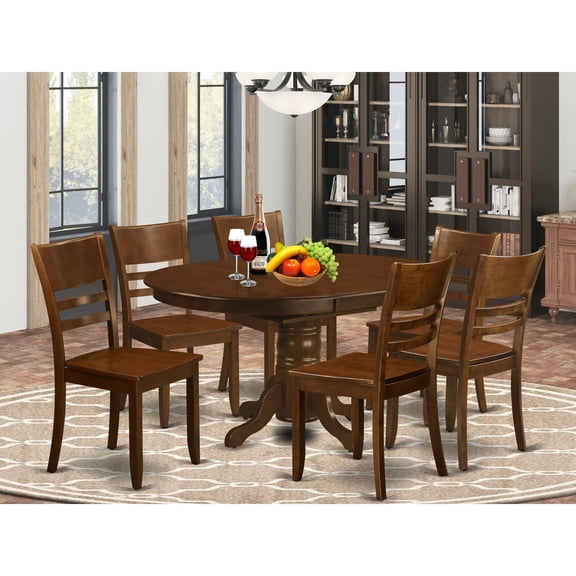 East West Furniture 7 Piece Kitchen Table Set- an Oval Dining Table and 6 Dining Room Chairs, Espresso(Seat Options) KELY7-ESP-W