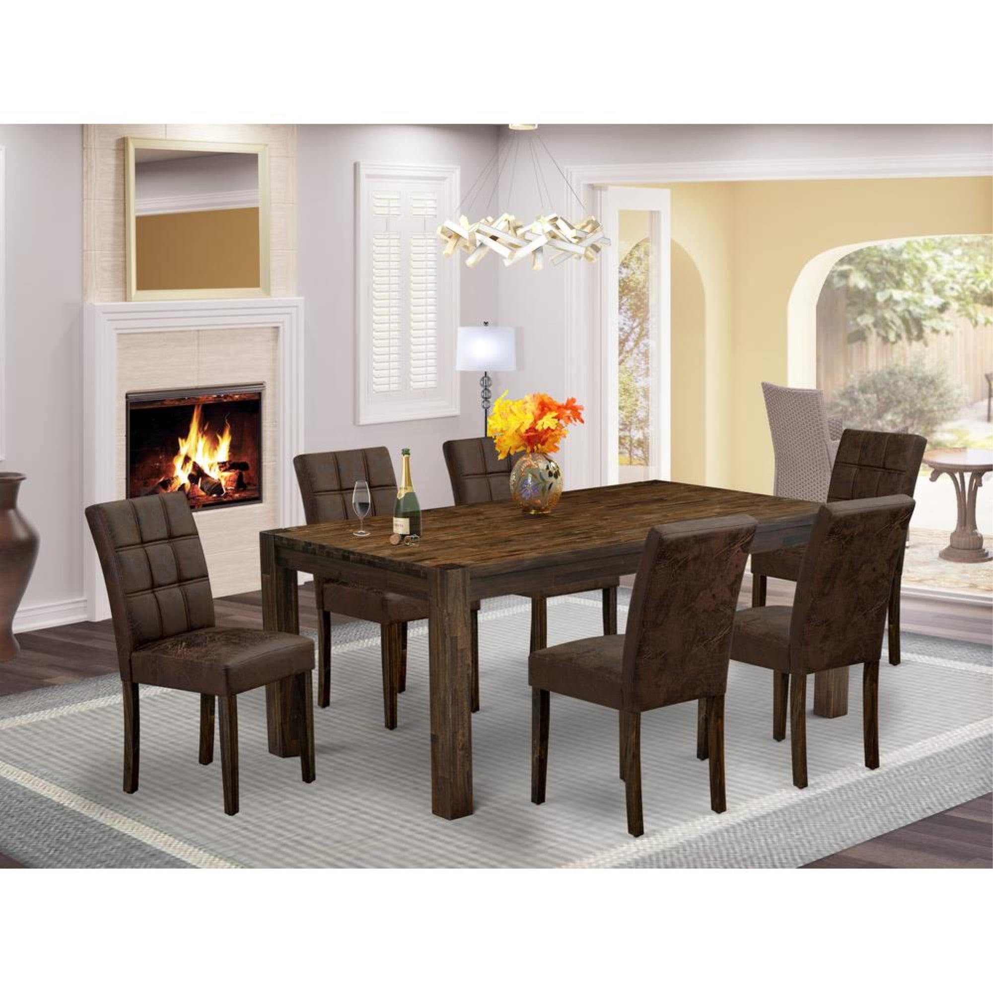 East West Furniture 7 Piece Mid Century Dining Set consists A Mid ...