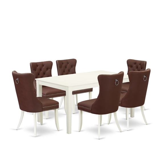 East West Furniture 7 Piece Modern Dining Table Set Consists of a Rectangle Kitchen Table