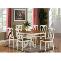 East West Furniture  7 Piece Modern Table Set- an Oval Wooden Table and 6 Kitchen Dining Chairs, Buttermilk & Cherry