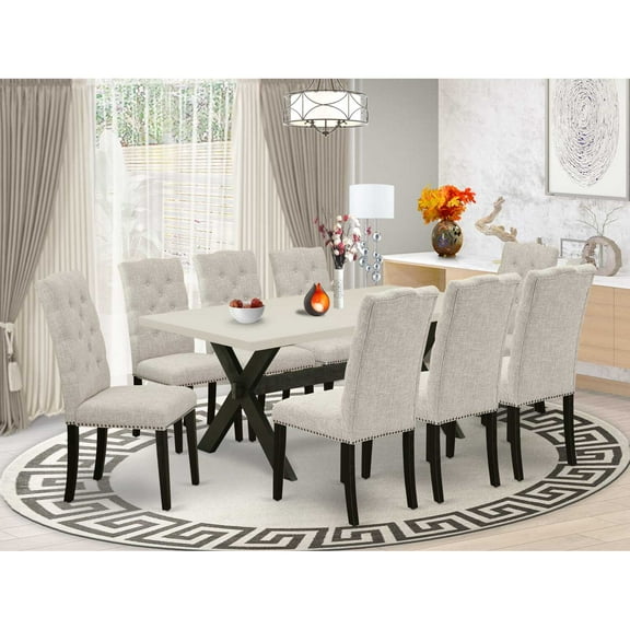 East West Furniture V697FL624-7 - 7-Piece Kitchen Set - 6 Parson Chair and a Dining Room Table Solid Wood Frame