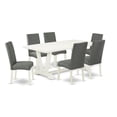 thumbnail image 1 of East West Furniture V027DR207-7 - 7-Piece Kitchen Table Set - 6 Parson Dining Room Chairs and Rectangular Table Hardwood Frame, 1 of 6