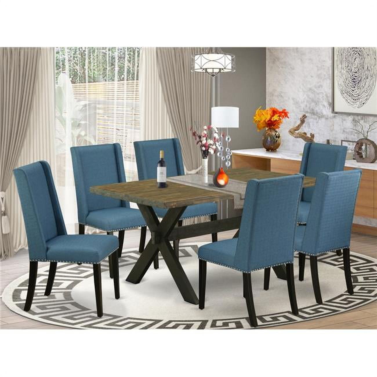 East West Furniture 7 Piece XStyle Dining Room Set Wire Brushed