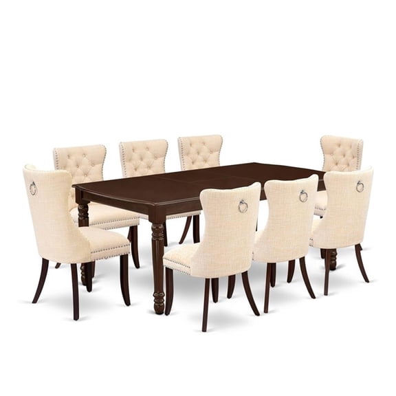East West Furniture 9 Piece Dining Table Set Contains a Rectangle Kitchen Table with Butterfly Leaf