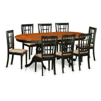 East West Furniture  9 Piece Dining Table Set- an Oval Wooden Table and 8 Kitchen Chairs, Black & Cherry (Chair seat Option) PLNI9-BCH-C