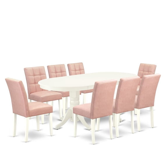 East West Furniture 9 Piece Kitchen Table Set Mid-Century