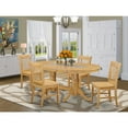 thumbnail image 1 of East West Furniture 9-Piece Kitchen Table and 8 Dinette Chairs Set-Finish:Oak,Number of Items:5,Shape:Oval,Style:Wood Seat, 1 of 2