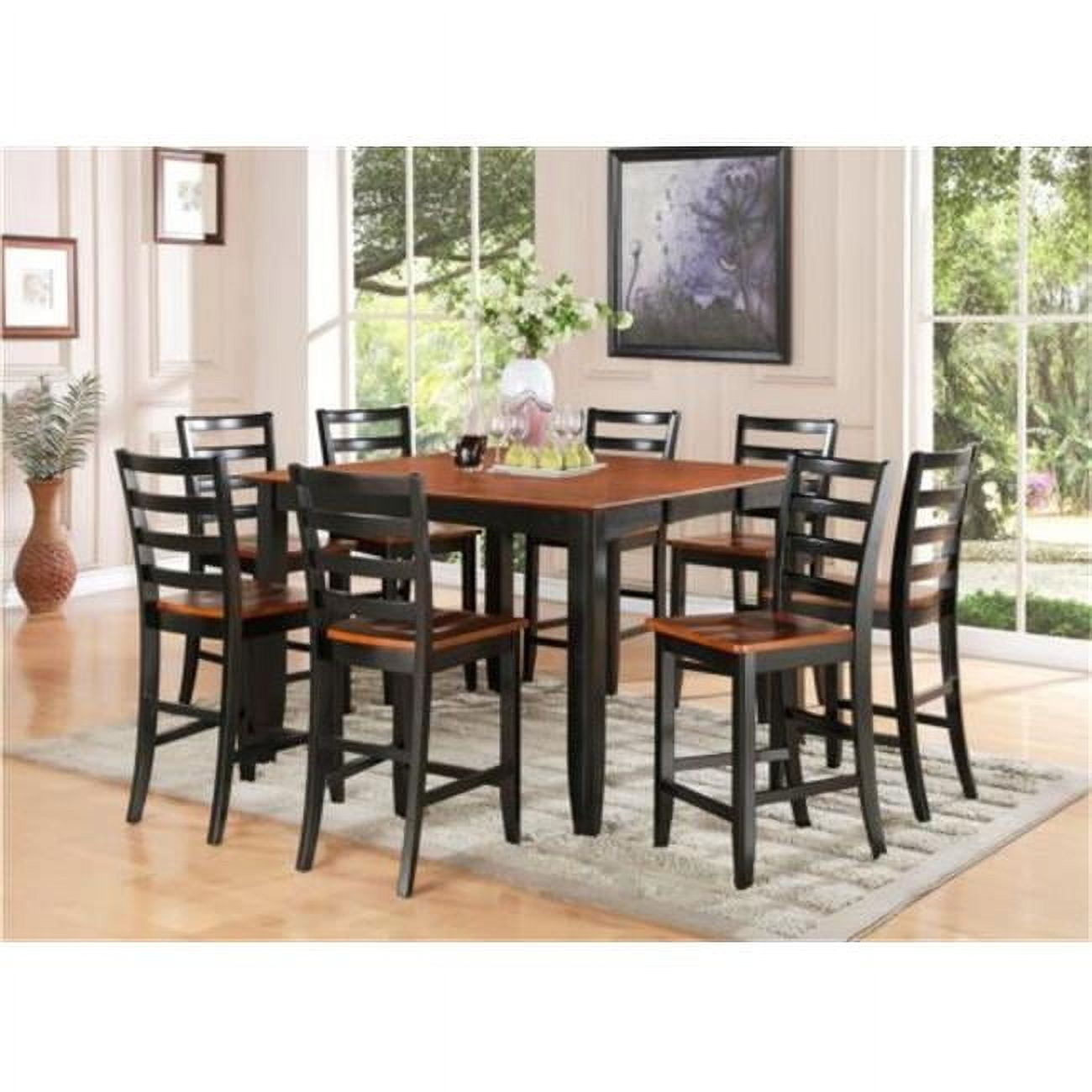 Fairwind 9-Piece Black and Cherry Wood Pub Dining Set
