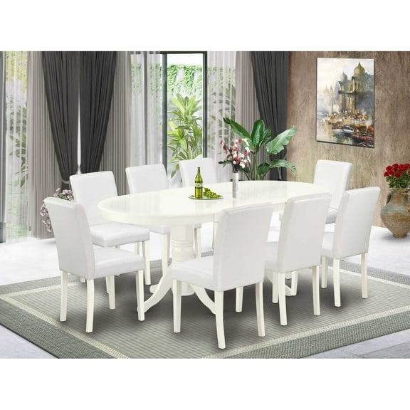East West Furniture Vancouver 9-piece Wood Kitchen Set in Linen White