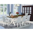 thumbnail image 1 of East West Furniture 9-Piece wooden dining table set Includes 8 Kitchen Chairs with Upholstered Seat and High Back and a Rectangular Kitchen Table - Linen White Finish, 1 of 10