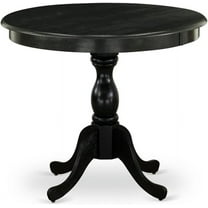 East West Furniture AMT-ABK-TP Antique Dining Table - a Round Wooden Table Top with Pedestal Base, 36x36 Inch, Wirebrushed Black