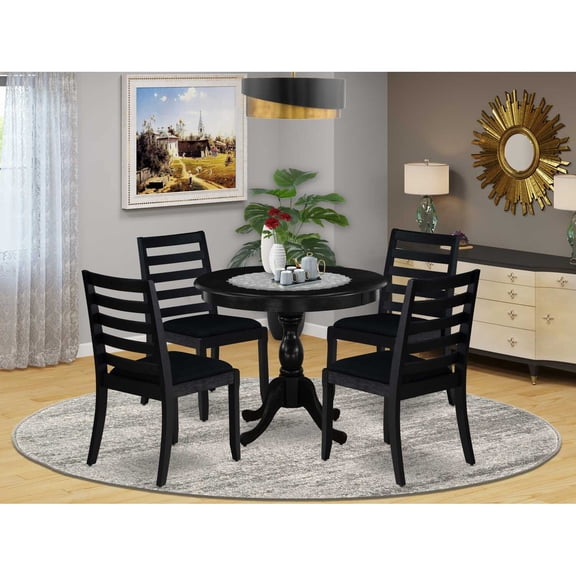 East West Furniture Antique 5-Piece Kitchen Dining Set in Black Finish