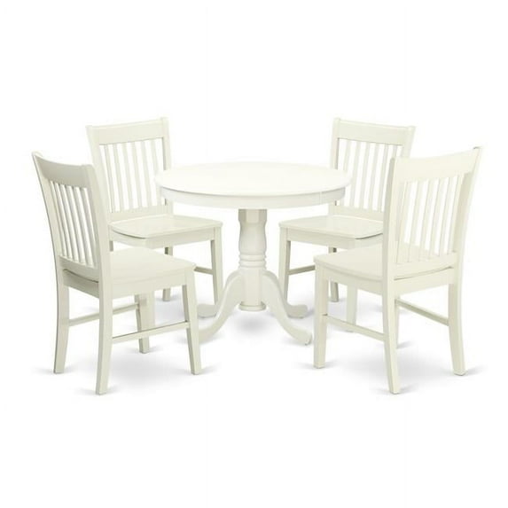 East West Furniture ANNO5-LWH-W 5 Piece Kitchen Table Set, Linen White