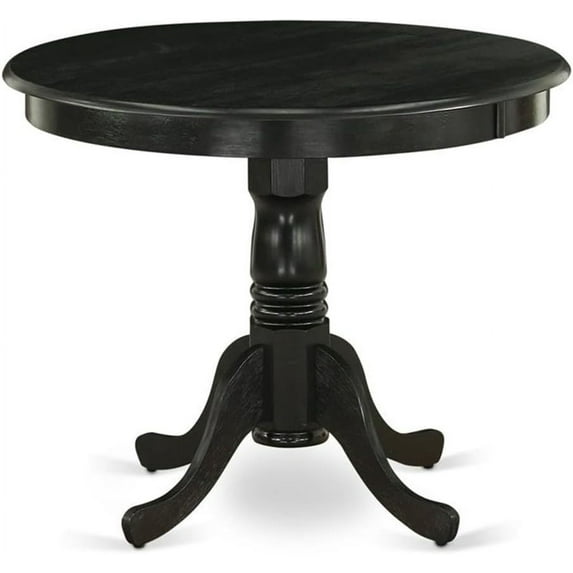 East West Furniture ANT-ABK-TP Antique Dining Room Table - a Round kitchen Table Top with Pedestal Base, 36x36 Inch, Wirebrushed Black