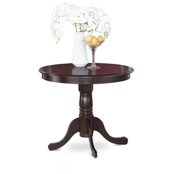 East West Furniture ANT-CAP-TP Round Antique Table, Cappuccino - 36 in.