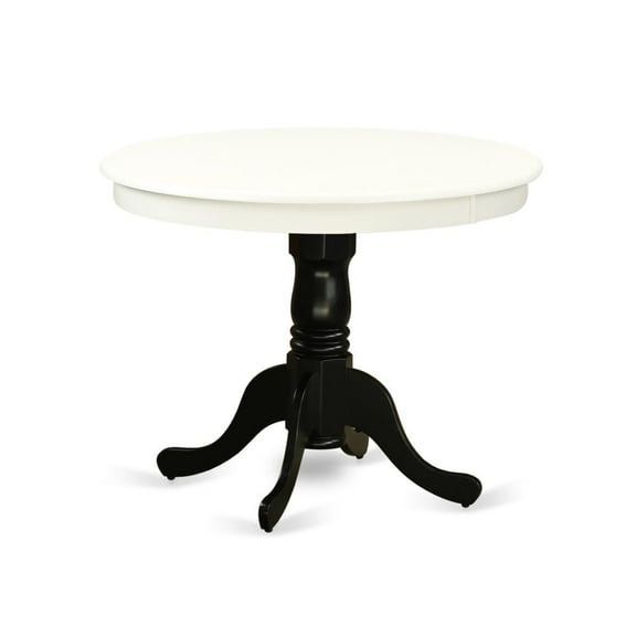 East West Furniture ANT-LBK-TP Antique Table 36" Round in Linen White and Black Finish