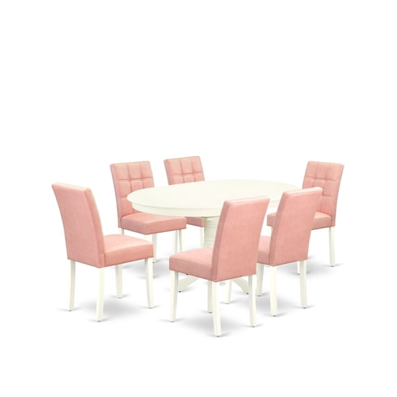 East West Furniture 7 Piece Dinner Table Set consists A Modern Dining Table