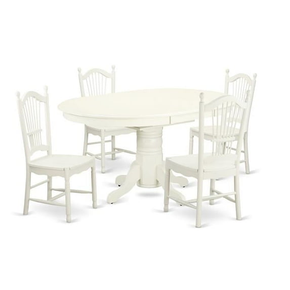East West Furniture AVDO5-BCH-W 5 Piece Dining Set, Linen White