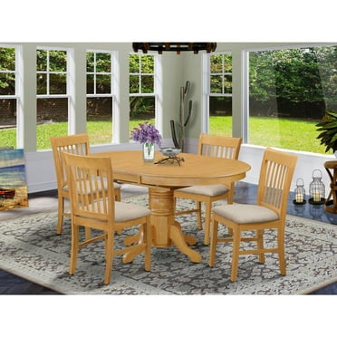 East West Furniture AVNO5-OAK-C Avon Dining Room Table & 4 Chairs, Oak