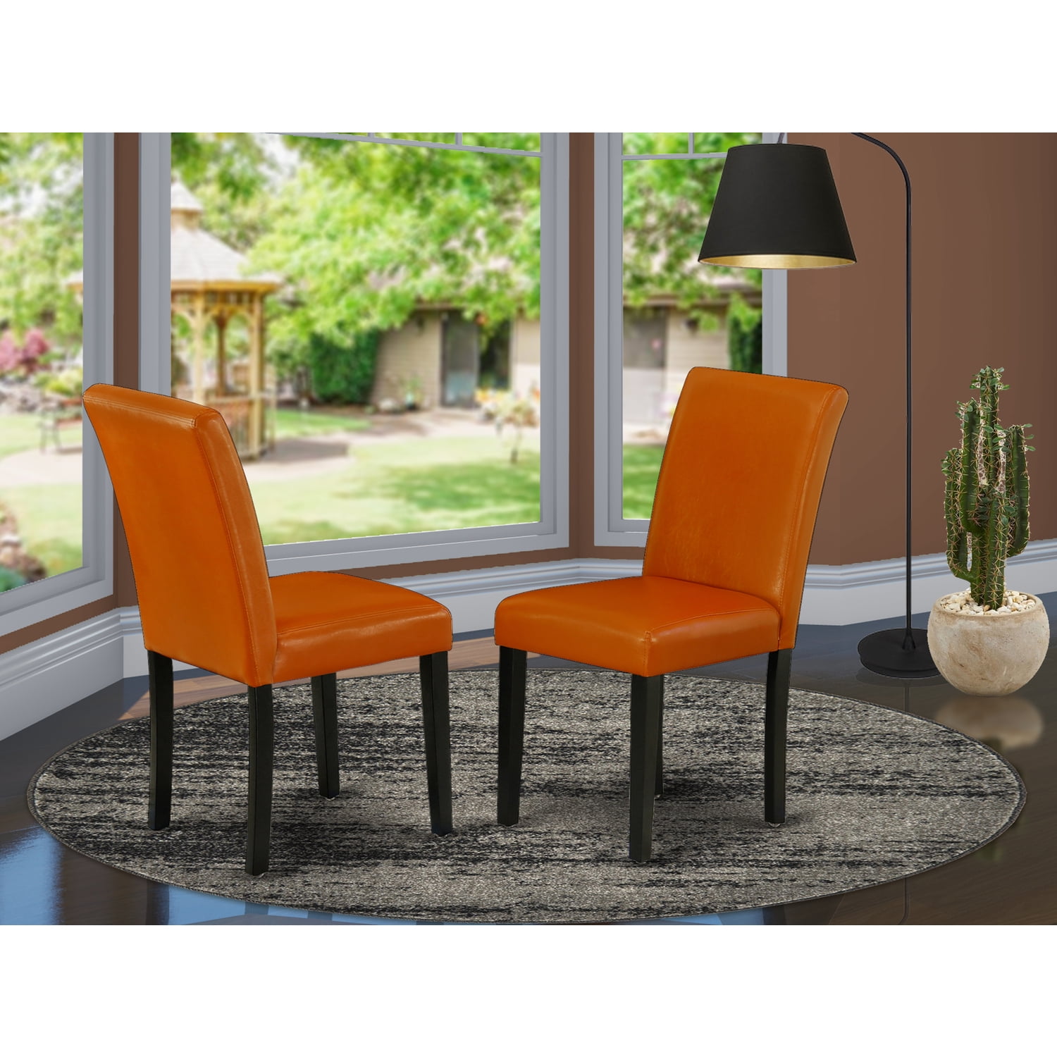 Sleek Black Faux Leather Upholstered Parsons Side Chair Set