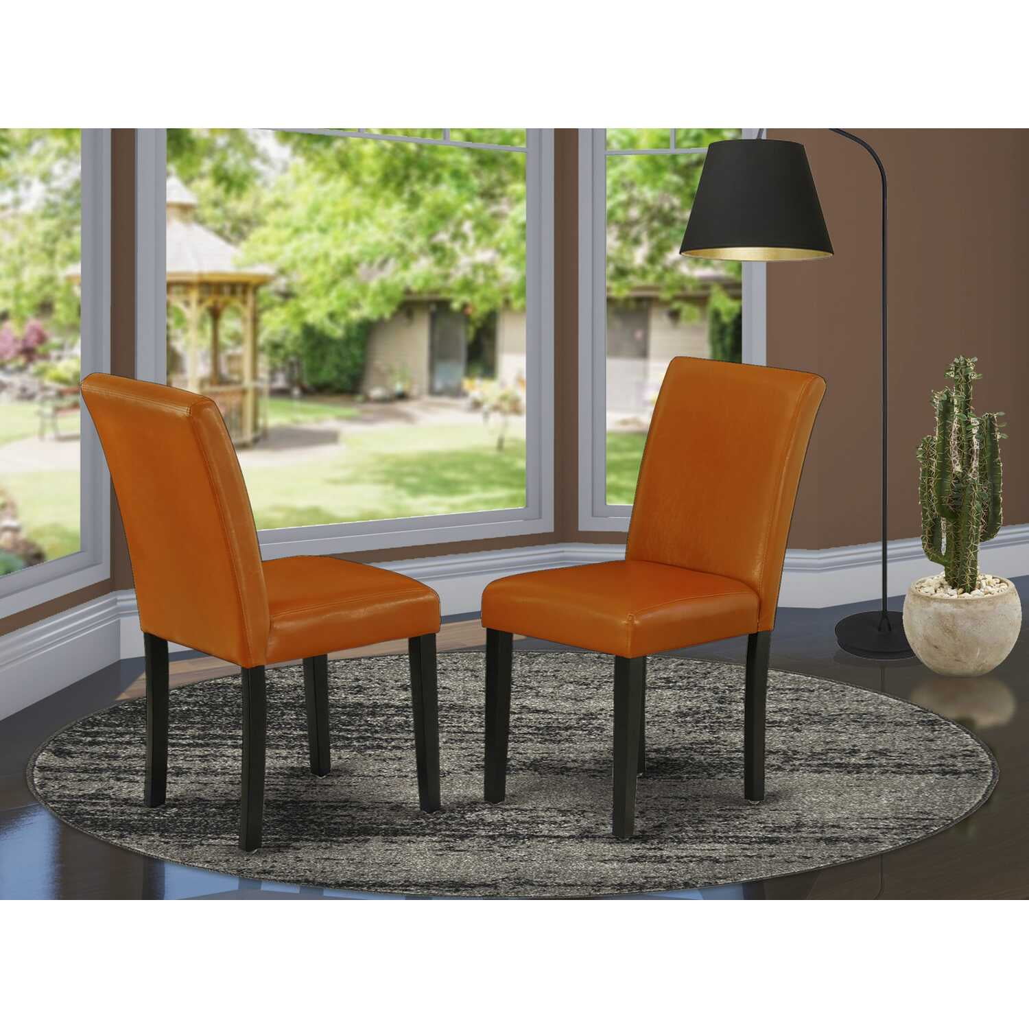 Sleek Black Faux Leather Upholstered Parsons Side Chair Set