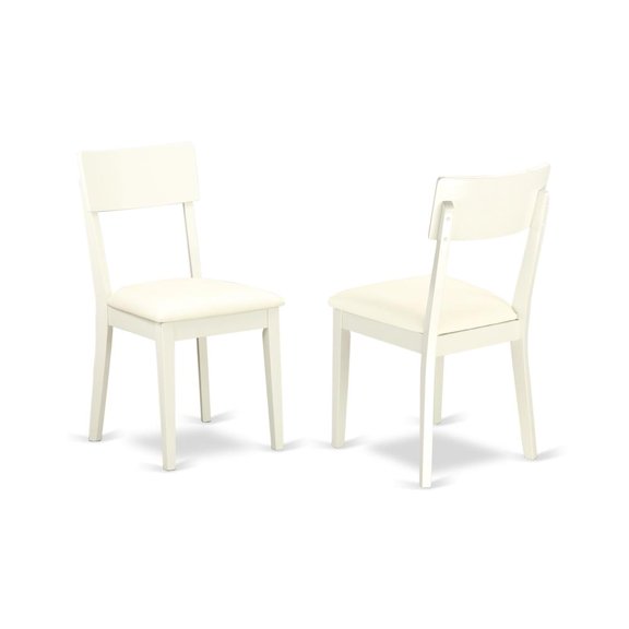 Set of 2 Chairs ADC-LWH-LC Andy slat back dining room chair with Faux Leather seat in Linen White Finish